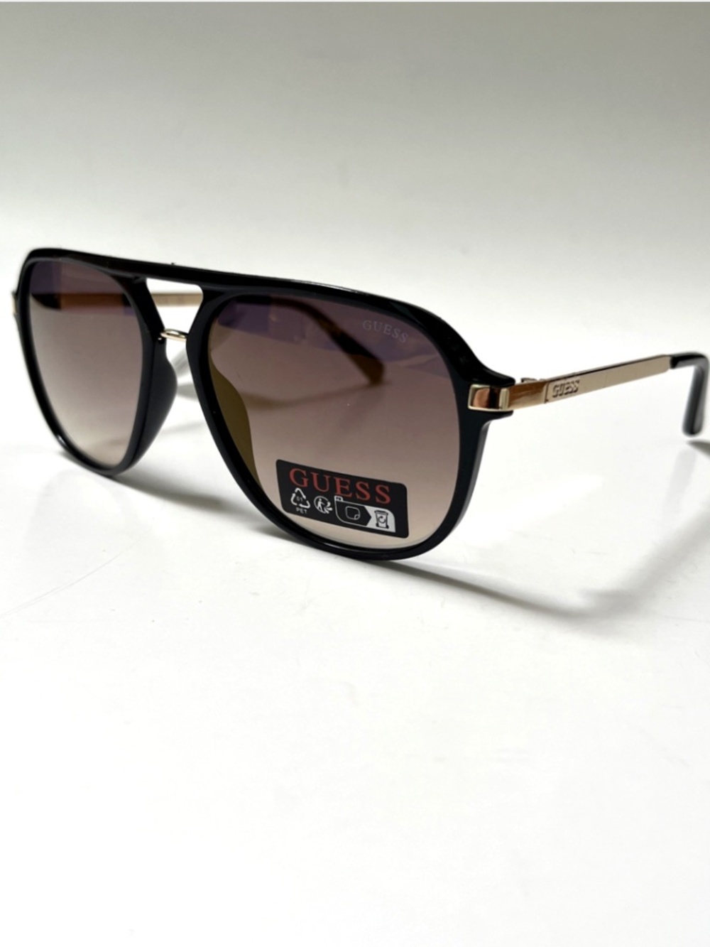 New GUESS Aviator Sunglasses GO00099 Double Bridge Acetate Black Iridescent Lens